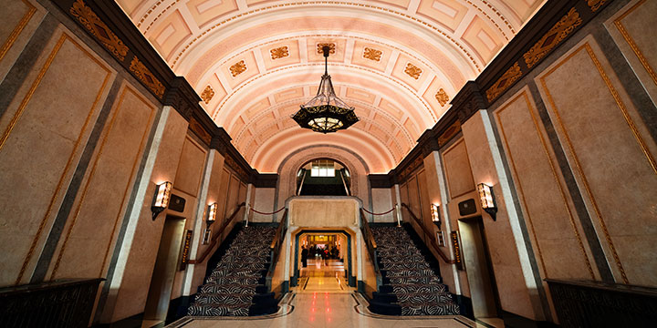 Historic hotel lobby illustrating differences between property category and room evidence Historic hotel lobby illustrating differences between property category and room evidence