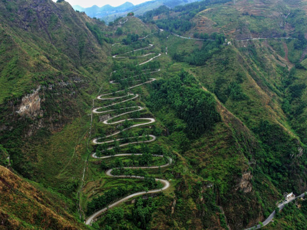 Historic Twenty-Four Turns switchback road in Guizhou