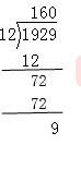 Long-division example for a 1929 birth year with remainder 9