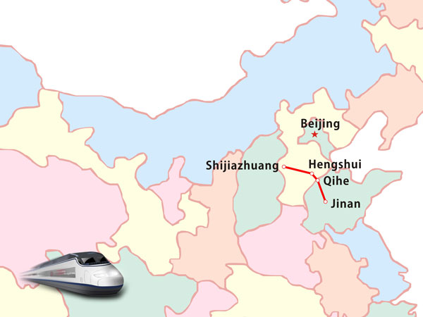 Schematic route map of the Shijiazhuang–Jinan high-speed rail corridor Schematic route map of the Shijiazhuang–Jinan high-speed rail corridor