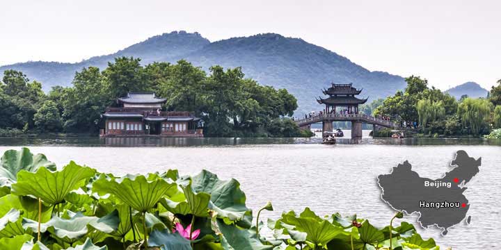 Hangzhou city and landmark location map