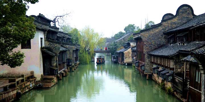 Traditional buildings and canals in Wuzhen Water Town