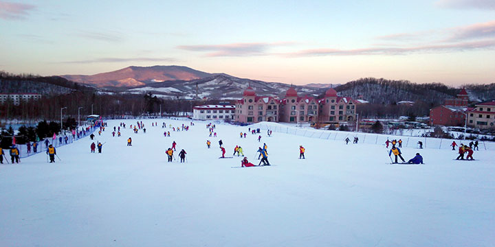 Ski slopes and lifts at Yabuli ski resort in winter