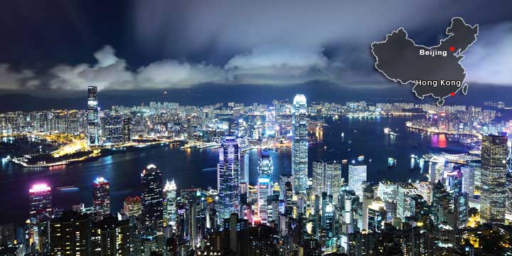 Hong Kong city and landmark location map