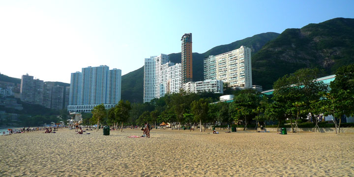 Repulse Bay Beach and surrounding hills on Hong Kong Island