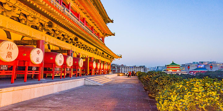 Drum Tower overlooking the historic center of Xian Drum Tower overlooking the historic center of Xian