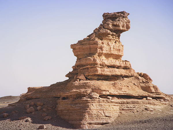 Pale yardang ridge in the Lop Nur desert region