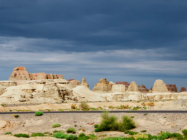 Sanlongsha yardang formations in the desert near Lop Nur Sanlongsha yardang formations in the desert near Lop Nur