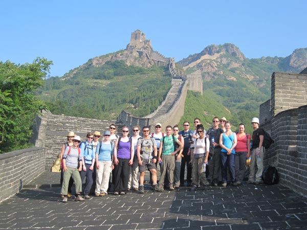 Hiking on a restored section of the Great Wall Hiking on a restored section of the Great Wall