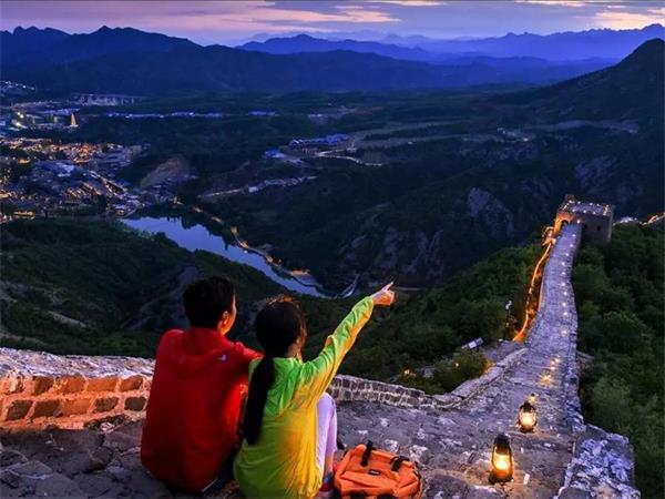 Simatai Great Wall across autumn hills north of Beijing