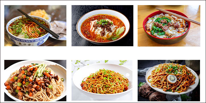 Assortment of regional Chinese noodle dishes Assortment of regional Chinese noodle dishes