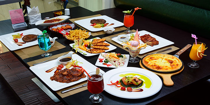 Western-style dishes served in a restaurant in China Western-style dishes served in a restaurant in China