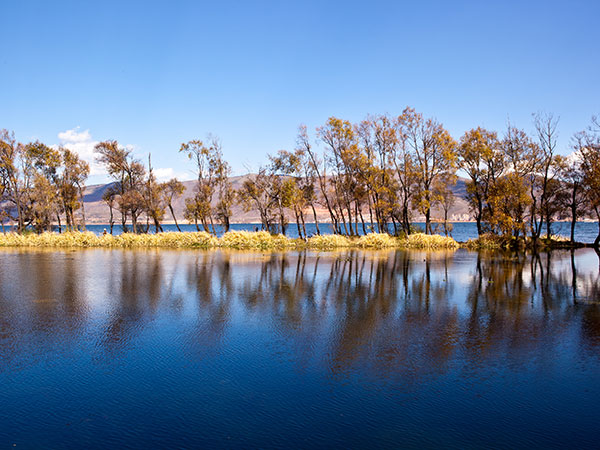 Erhai Lake and surrounding mountains near Dali