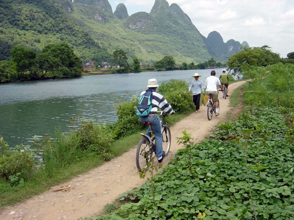 Cycling through the Yangshuo countryside near Guilin in April