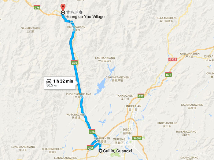 Map of huangluo yao village