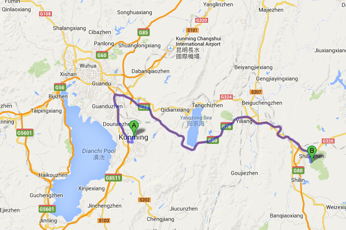 Kunming stone forest map 01