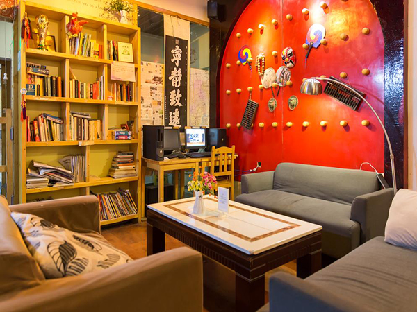 Hostel common room illustrating group study space in Shanghai
