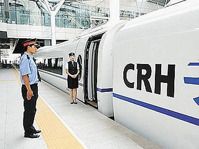 High-speed train at a station platform in China High-speed train at a station platform in China