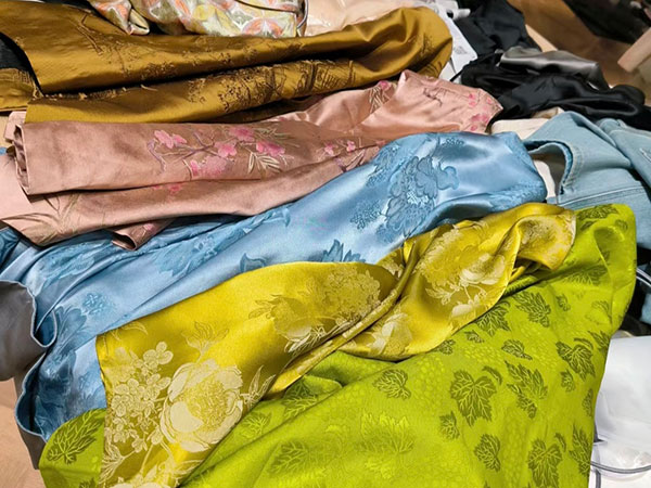 Traditional Chinese silk fabric with a woven pattern Traditional Chinese silk fabric with a woven pattern