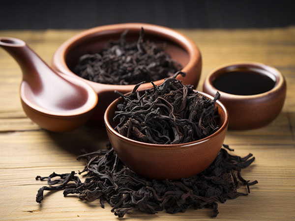 Loose Chinese tea leaves prepared for tasting Loose Chinese tea leaves prepared for tasting