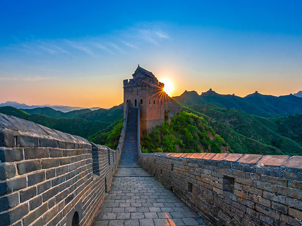 Great Wall watchtowers crossing green mountains near Beijing Great Wall watchtowers crossing green mountains near Beijing