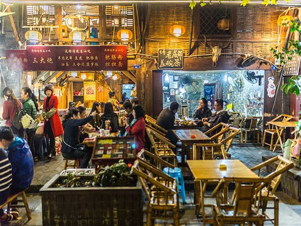 Chengdu dining street illustrating food and everyday urban life