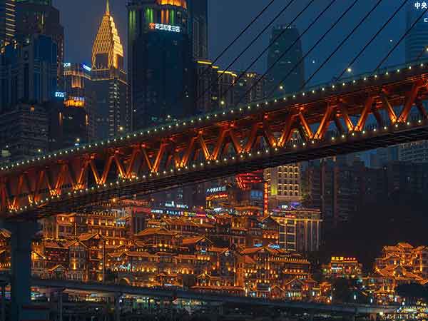 Hongya Cave nightscape illustrating Chongqing's layered urban form Hongya Cave nightscape illustrating Chongqing's layered urban form