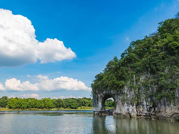 Elephant Trunk Hill and water in Guilin illustrating karst scenery Elephant Trunk Hill and water in Guilin illustrating karst scenery
