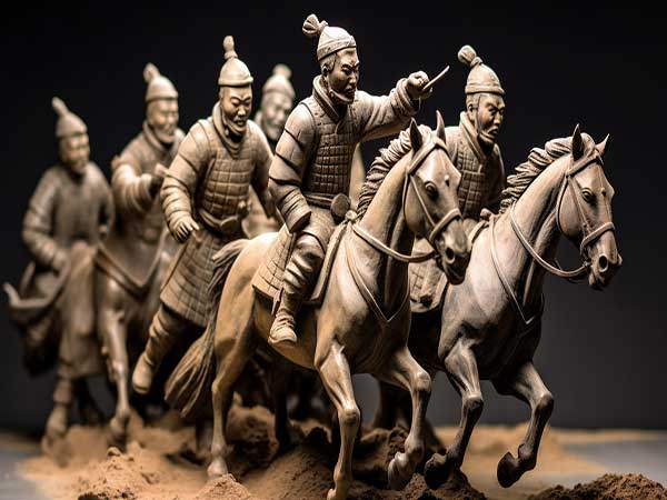 Terracotta cavalry figures illustrating the Xi'an archaeology stop