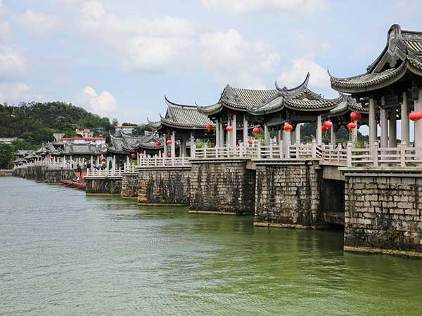 Historic riverside architecture and bridge in Chaozhou, Guangdong