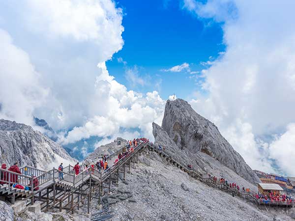 Jade Dragon Snow Mountain rising above Lijiang in Yunnan