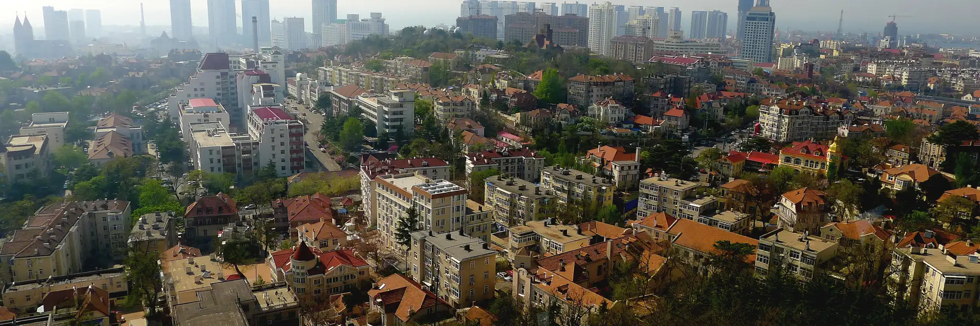 Qingdao city skyline landmark travel scene