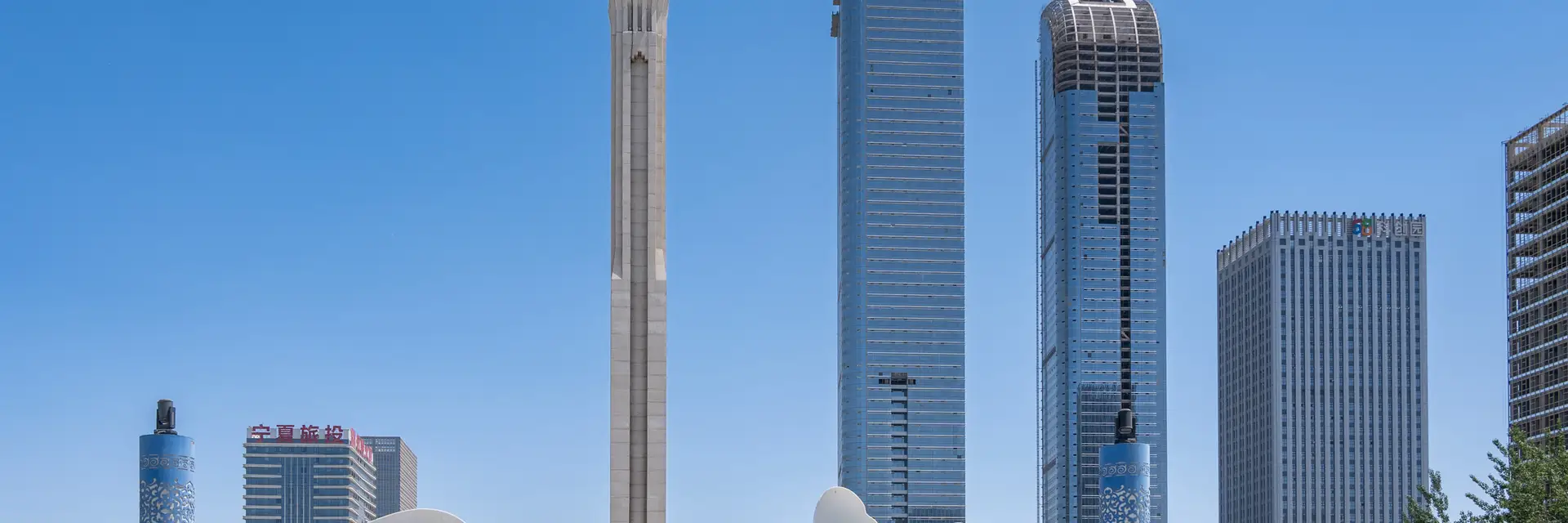 Yinchuan city skyline landmark travel scene
