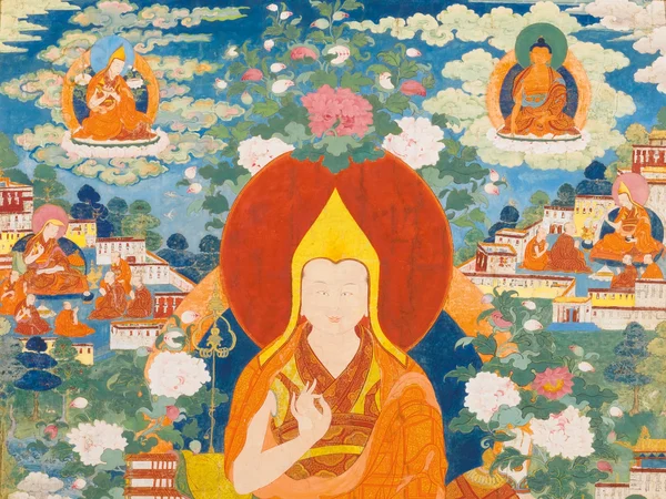 Applique and embroidered Tibetan thangka textile Applique and embroidered Tibetan thangka textile