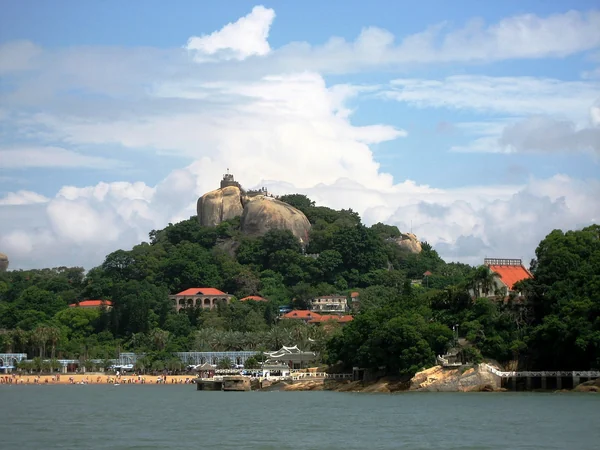 Sunlight Rock overlooking Gulangyu Island in Xiamen in spring