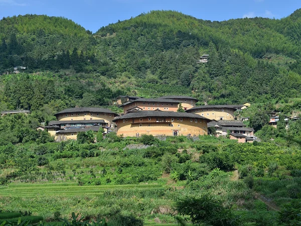 Fujian tulou cluster of circular and square earthen buildings