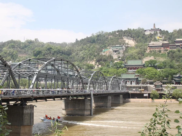 Zhongshan Bridge crossing the Yellow River in Lanzhou, Gansu Province