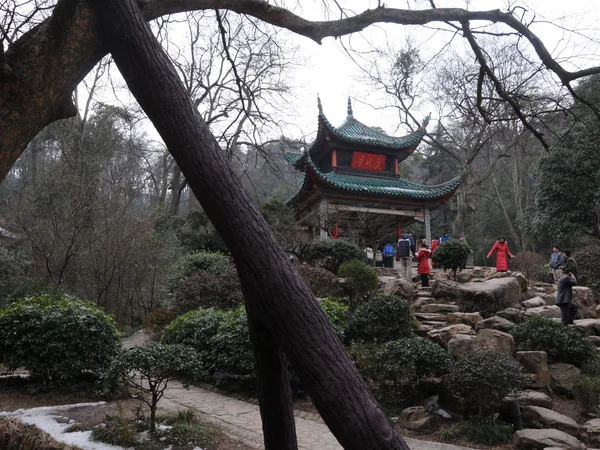 Aiwan Pavilion among autumn trees on Yuelu Mountain in Changsha