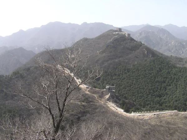 Restored Badaling Great Wall following a mountain ridge near Beijing