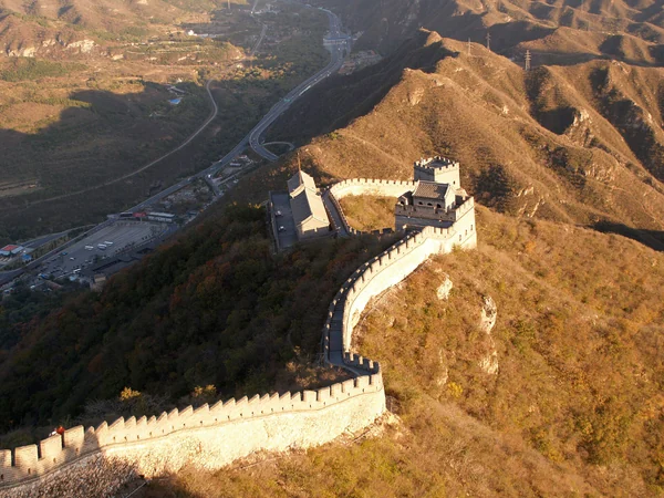 Badaling section of the Great Wall winding over hills outside Beijing
