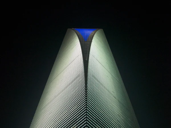 Shanghai World Financial Center with its trapezoidal crown