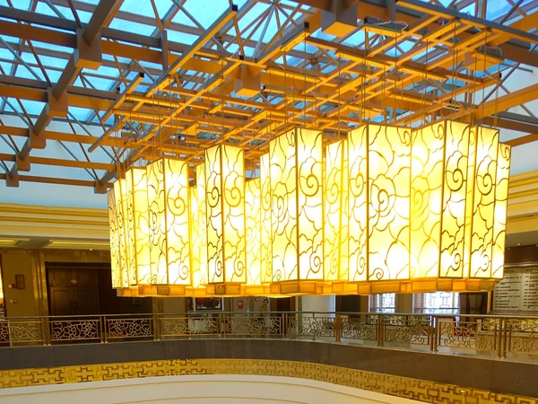 Lobby and reception area inside a hotel in Chengdu, China
