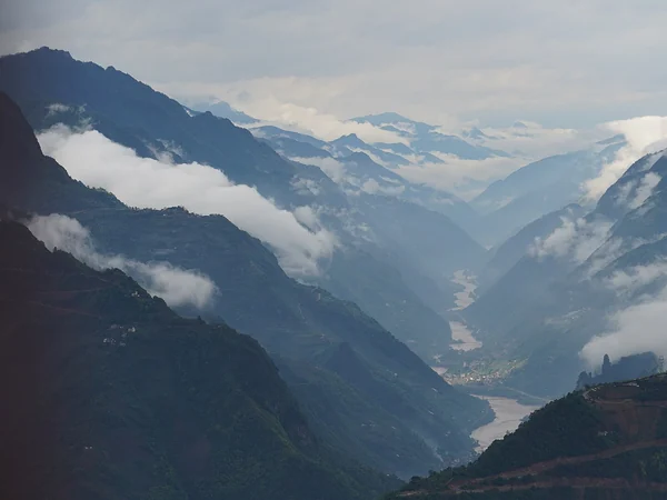 Nu River flowing between steep mountains in northwestern Yunnan