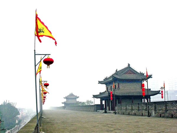Fortified city wall and gate towers in Xi’an