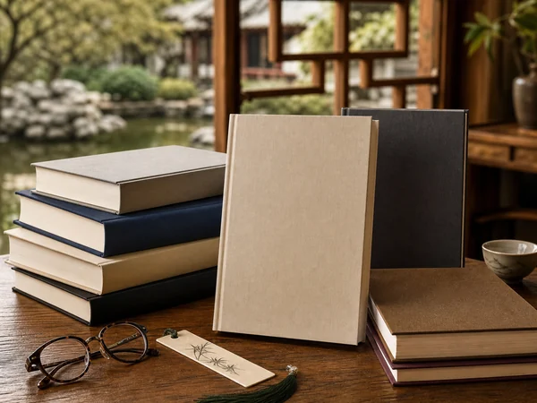 China travel guide books on a reading desk