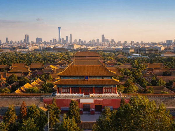 Forbidden City and modern Beijing skyline for China Overview