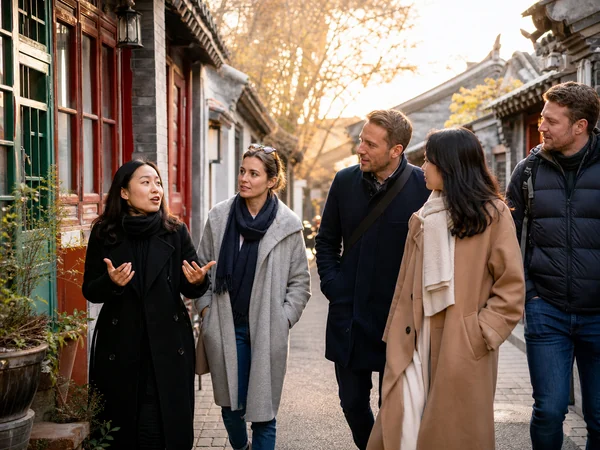 Expat residents joining a guided Beijing hutong walk