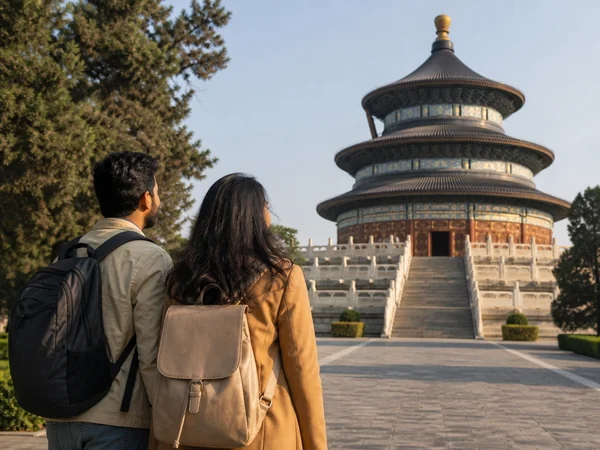 Indian travelers visiting the Temple of Heaven in Beijing