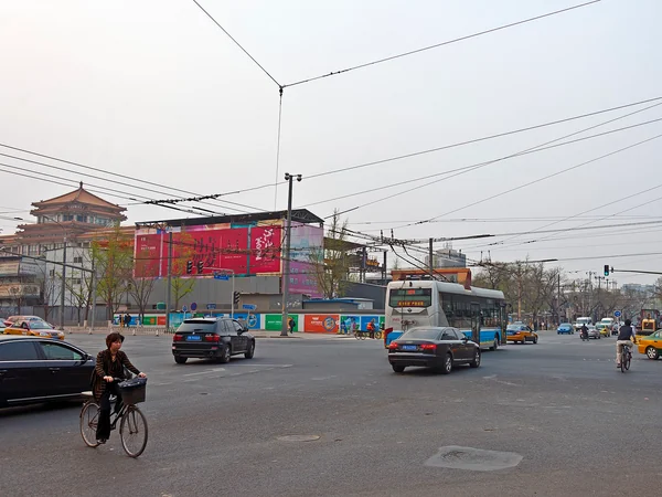 Urban traffic at a central Beijing intersection for driving guidance in China