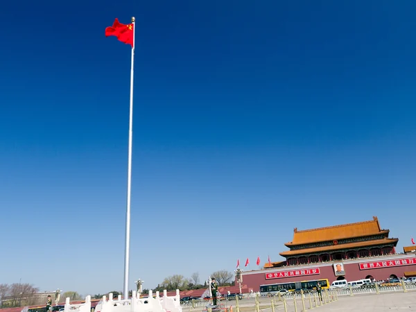 Chinese national flag in front of Tiananmen for essential China facts